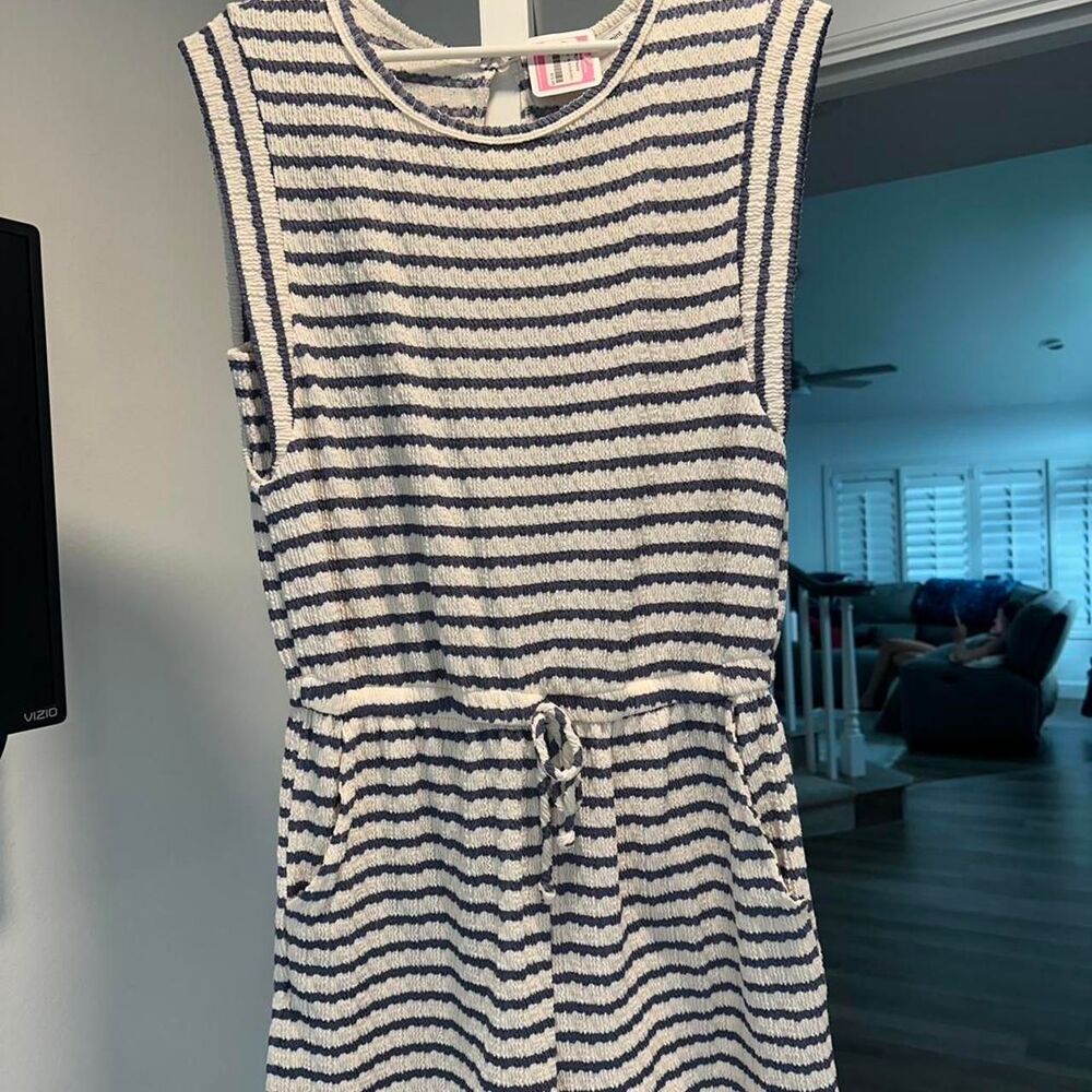 Blue and white striped one piece jumper Size Large